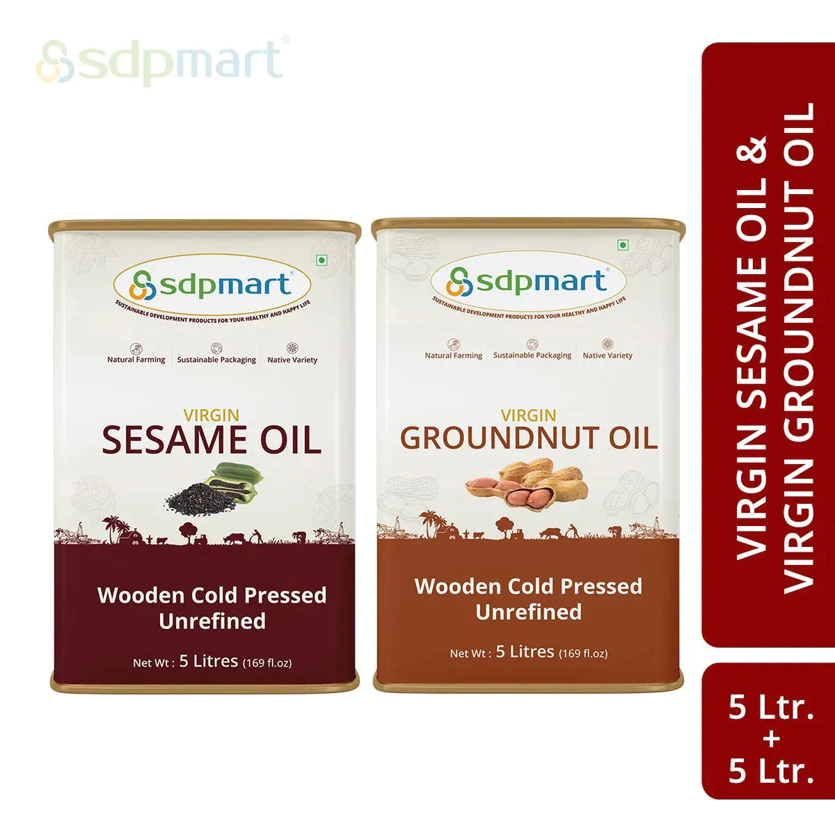 10 Liter Combo Pack 1 | 5 Liter sesame oil & 5 Liter Peanut Oil