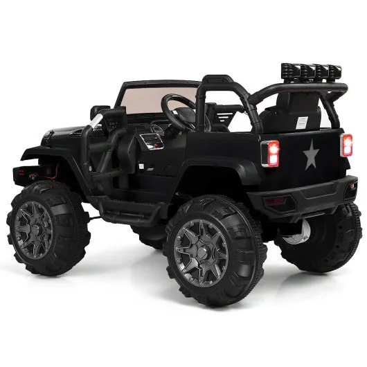 12V Kids Remote Control Riding Truck Car with LED Lights-Black