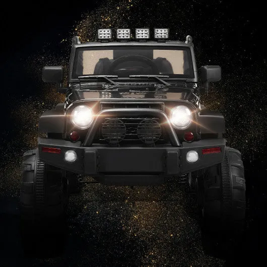 12V Kids Remote Control Riding Truck Car with LED Lights-Black