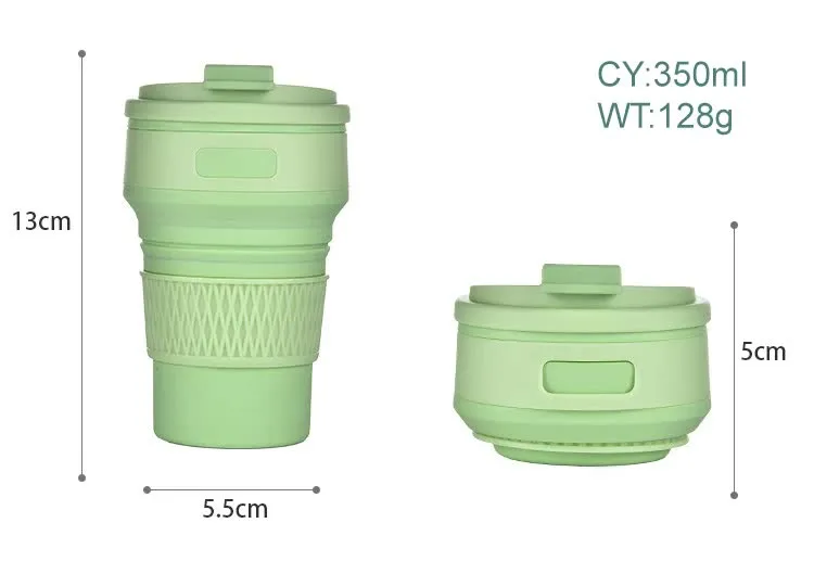 2 Pcs Blue Collapsible Silicone Coffee Cup | Portable, Microwave & Freezer Safe | Travel Mug Set