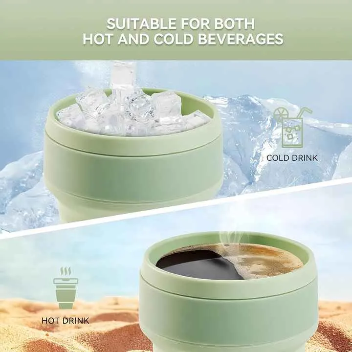 2 Pcs Blue Collapsible Silicone Coffee Cup | Portable, Microwave & Freezer Safe | Travel Mug Set