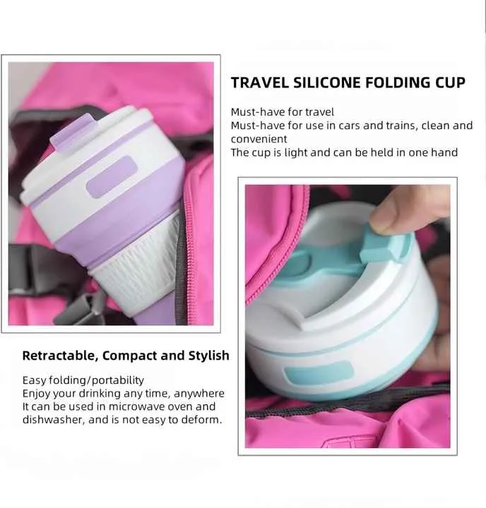 2 Pcs Blue Collapsible Silicone Coffee Cup | Portable, Microwave & Freezer Safe | Travel Mug Set