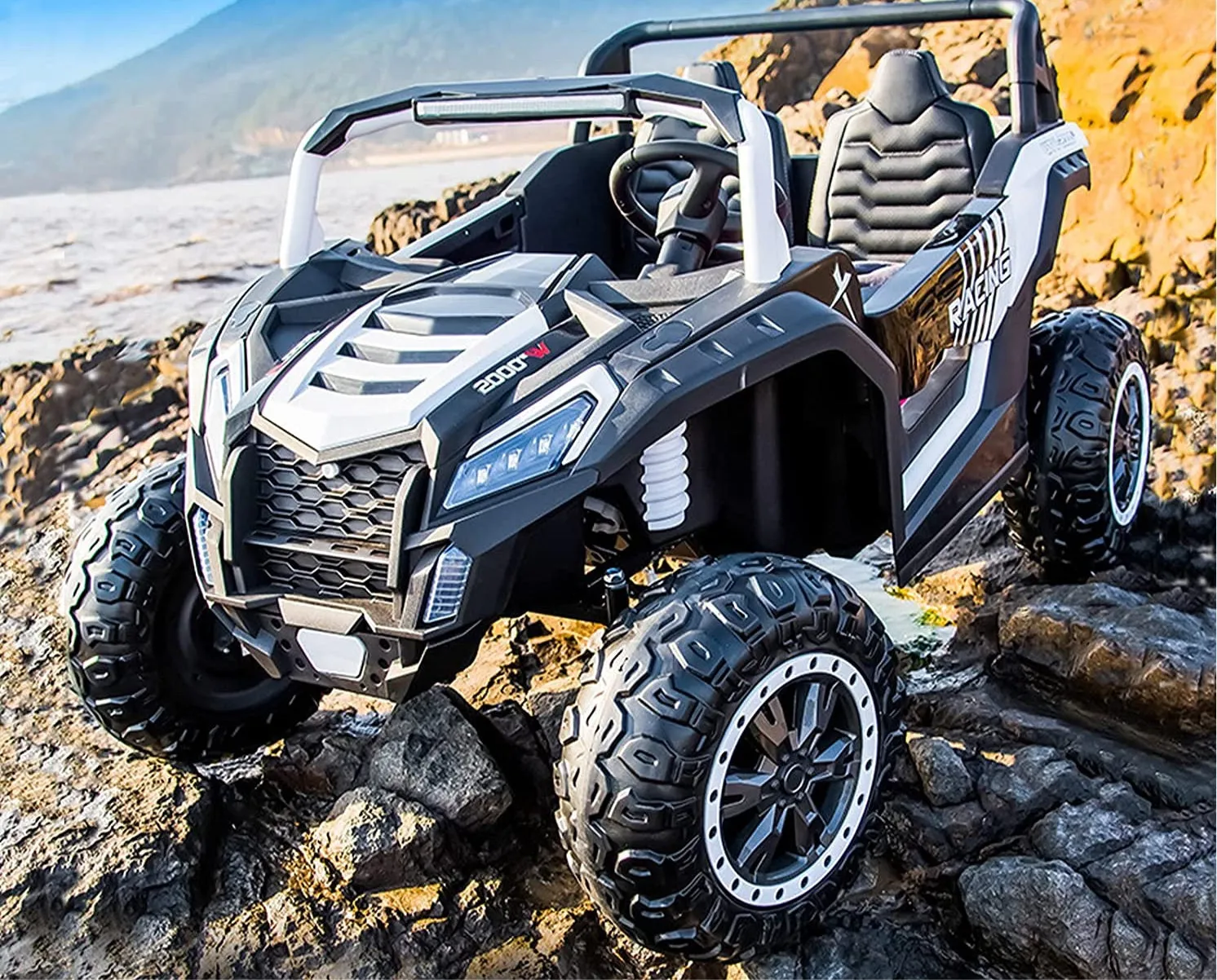2025 Upgraded Super 4x4 Dune Buggy 24V | Massive 2 Seater Ride-On | Leather Seats | Rubber Tires | MP3 | Remote