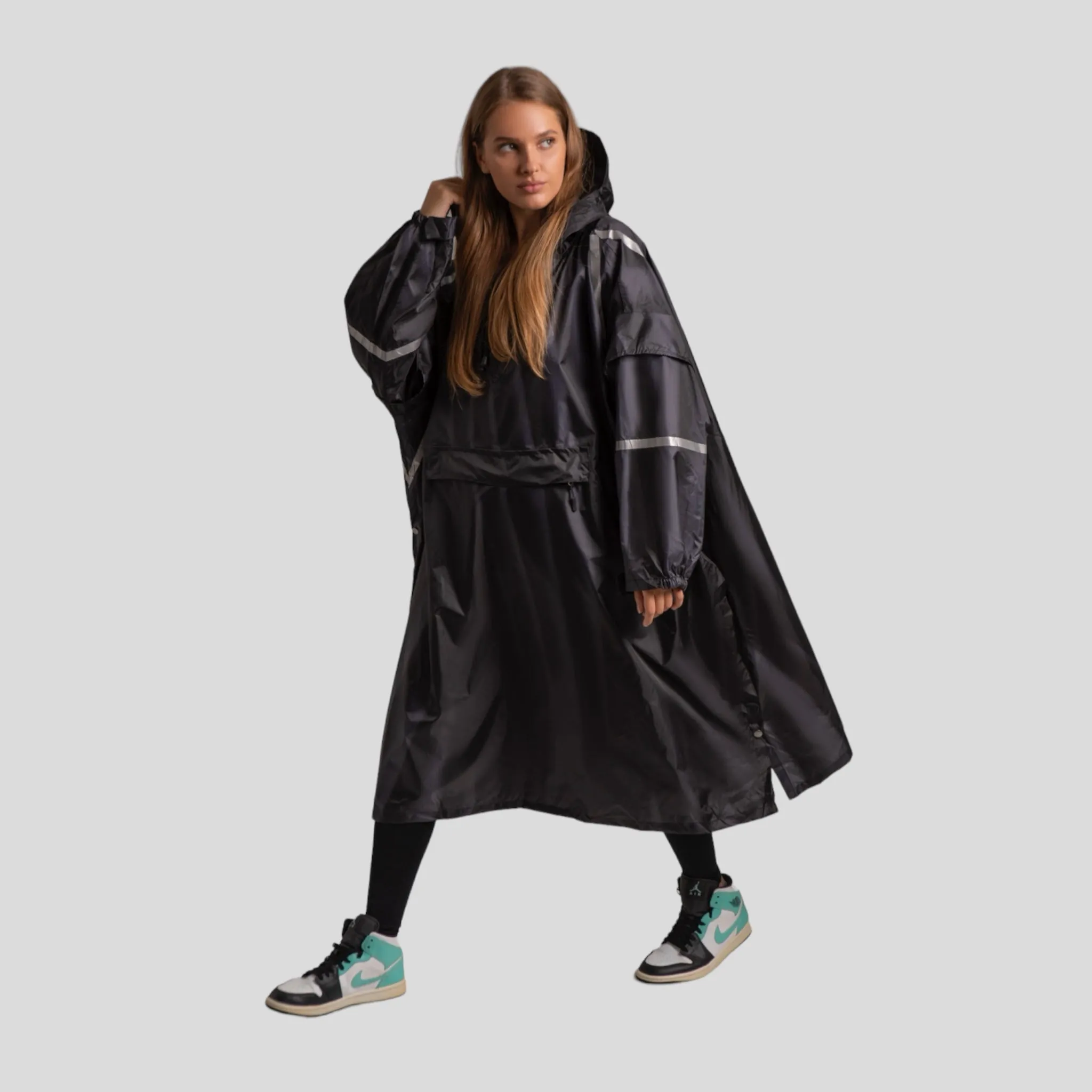 All-black raincoat