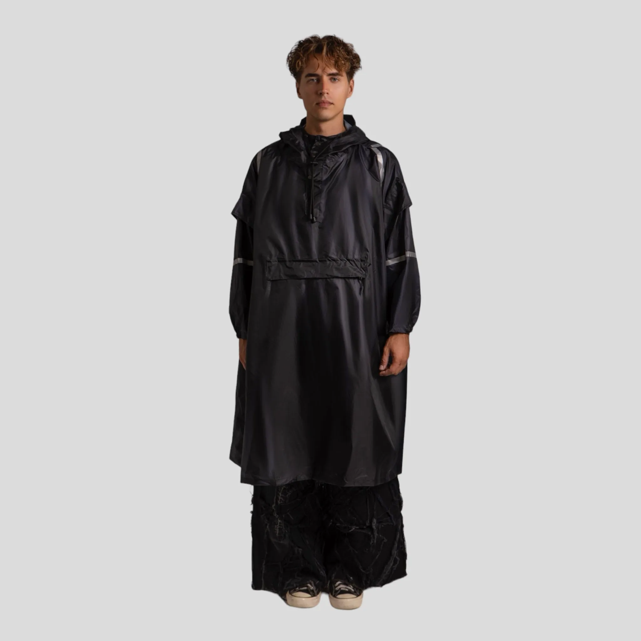 All-black raincoat