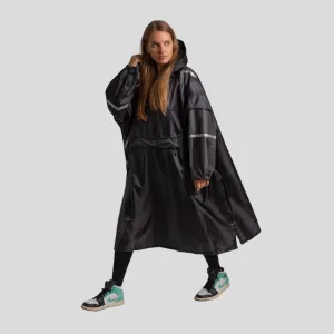 All-black raincoat