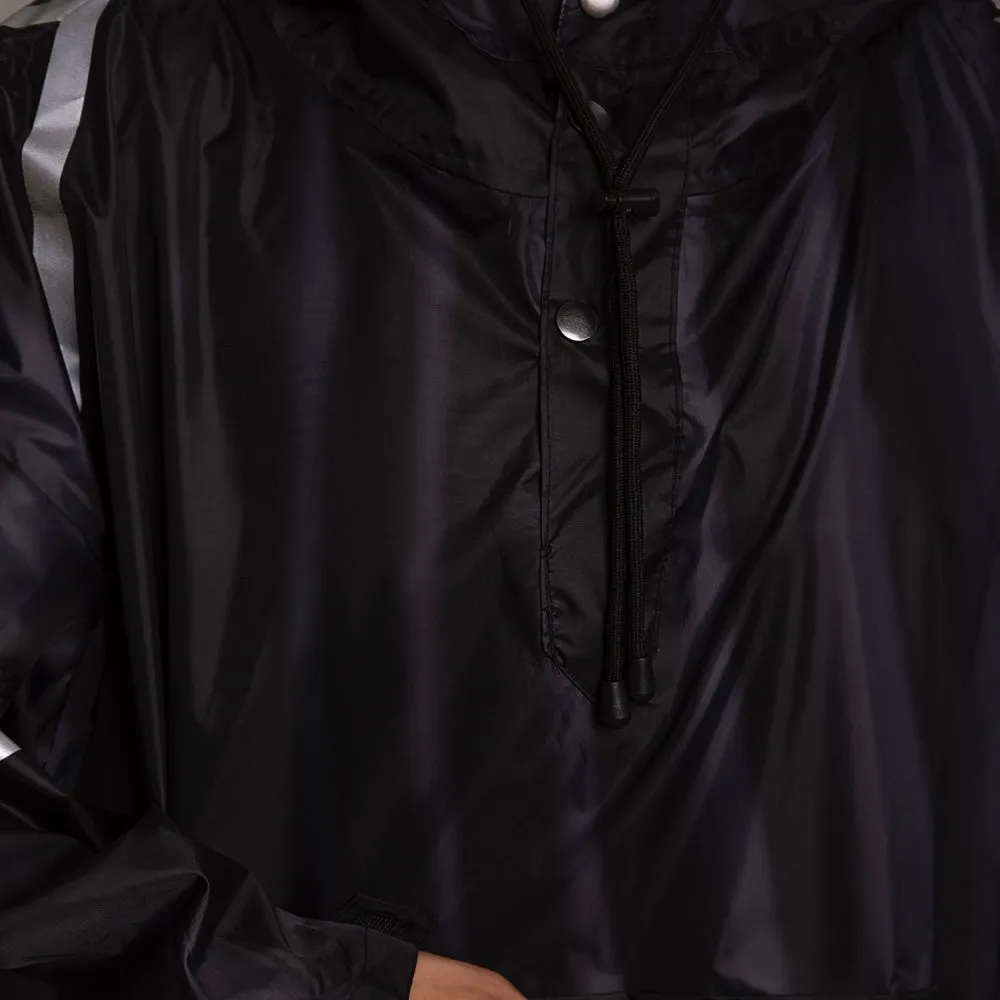 All-black raincoat