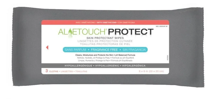 Aloetouch PROTECT Dimethicone Skin Protectant Wipes Pack of 3