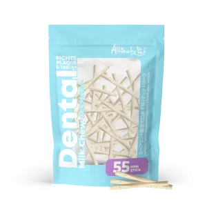 Altimate Pet Dog Dental Chews Infused with Spearmint Breath Strips - Milk Mini Stick 55pcs