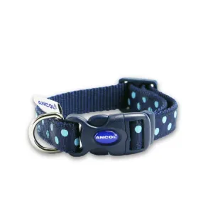 Ancol Navy Vintage Polka Dot Adjustable Dog Collar