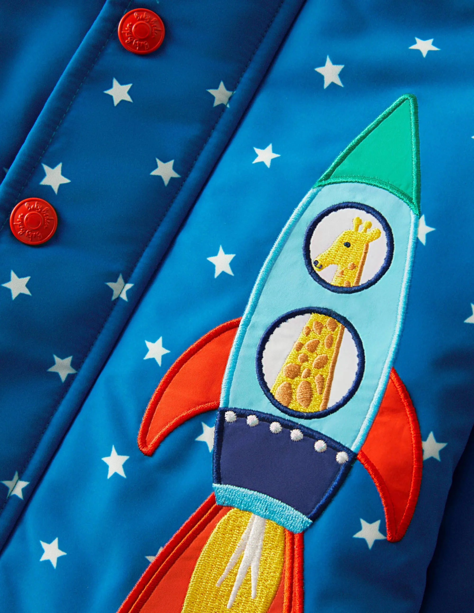 Appliqué Raincoat-Bright Marina/Ivory Space