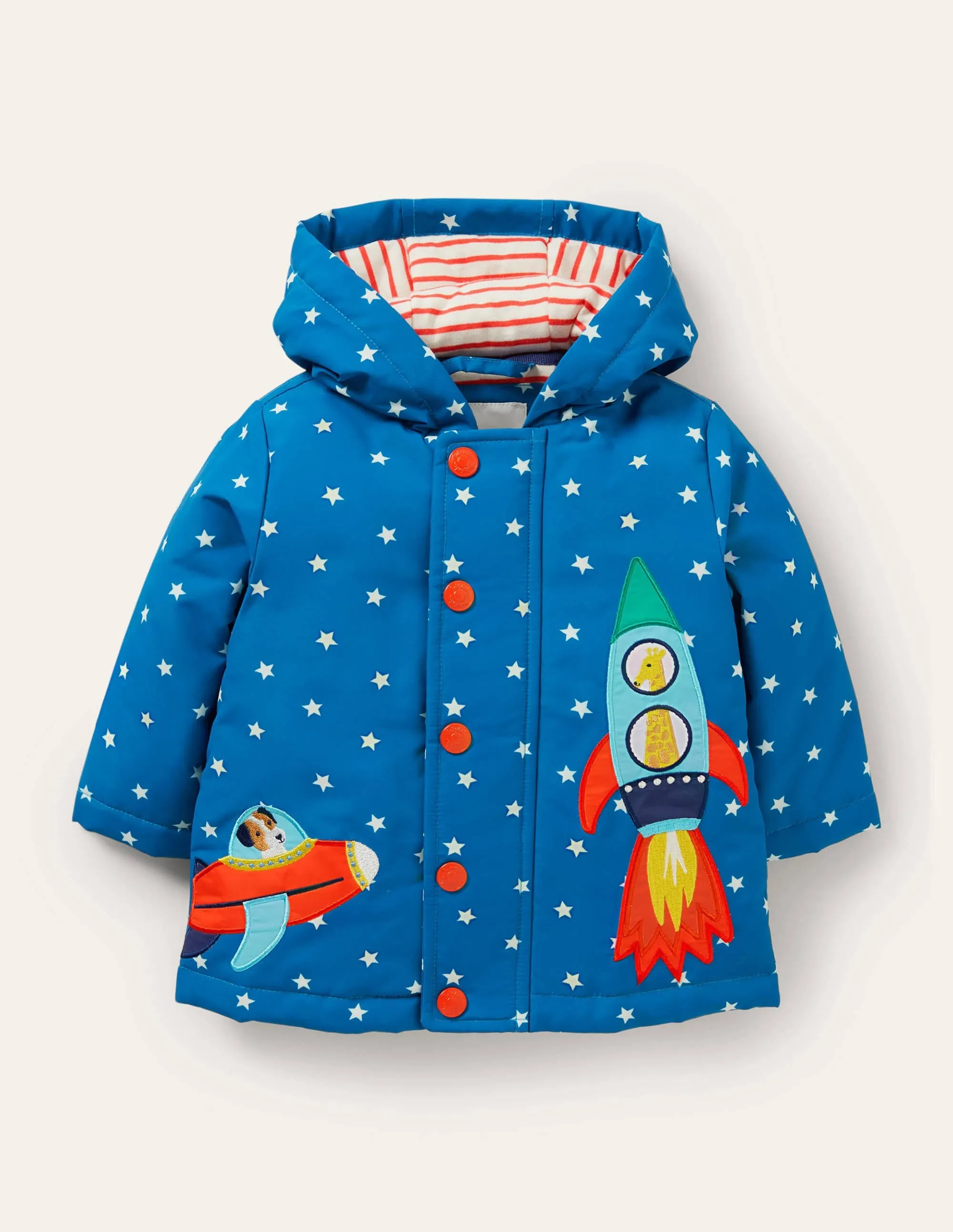 Appliqué Raincoat-Bright Marina/Ivory Space