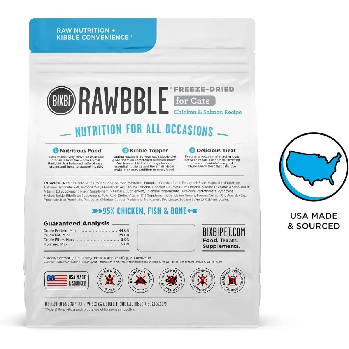 Bixbi Rawbble Freeze Dried Chicken & Salmon Raw Cat Food 10oz