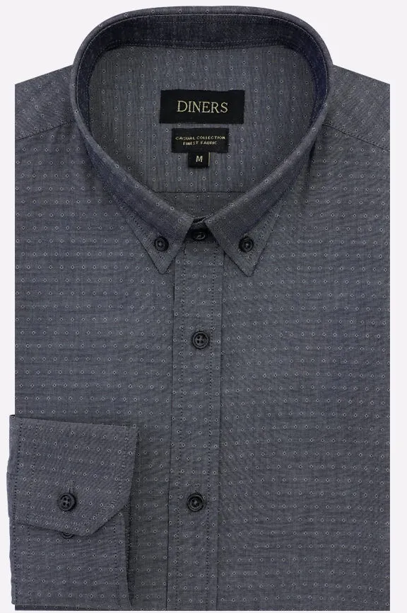 Black Self Textured Casual Shirt