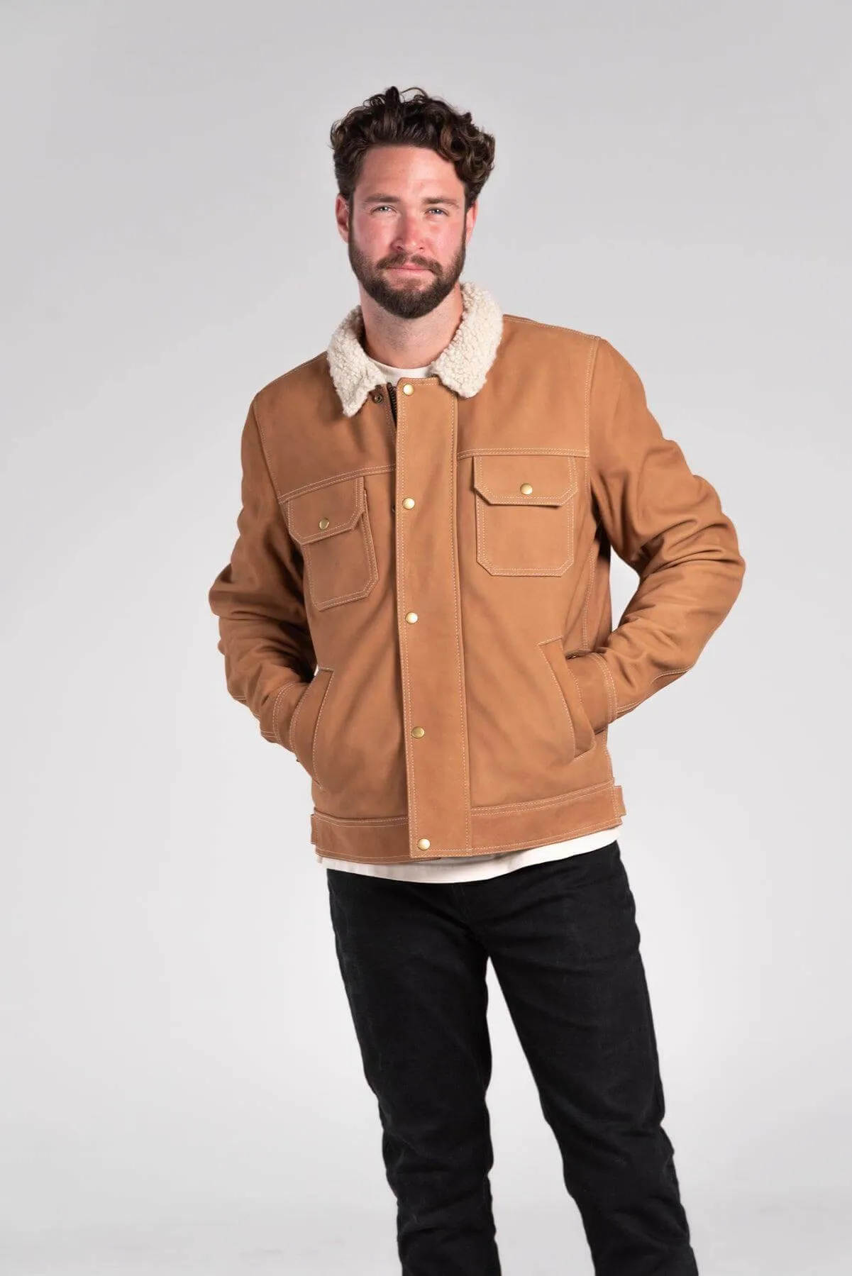 Byron Nubuck Leather Motorcycle Jacket (Armoured)