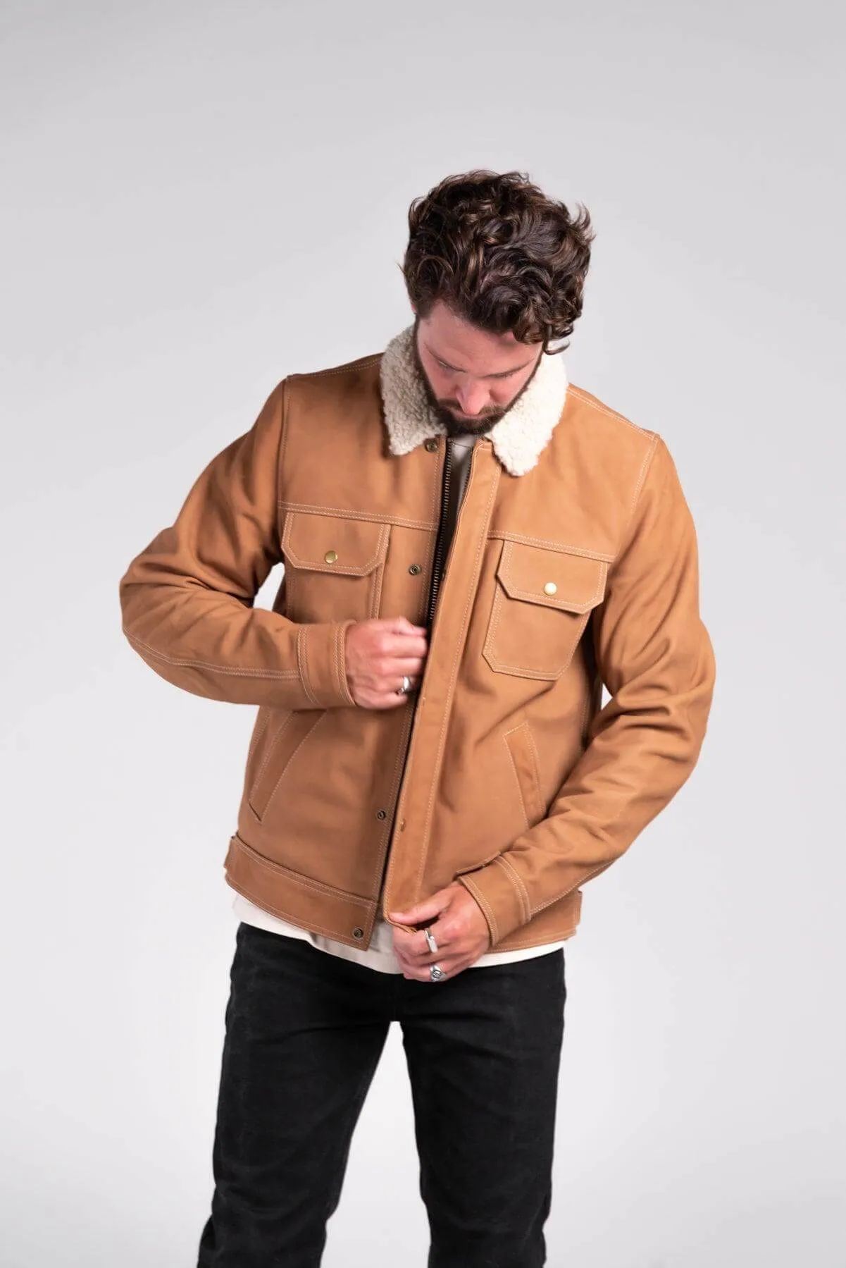 Byron Nubuck Leather Motorcycle Jacket (Armoured)