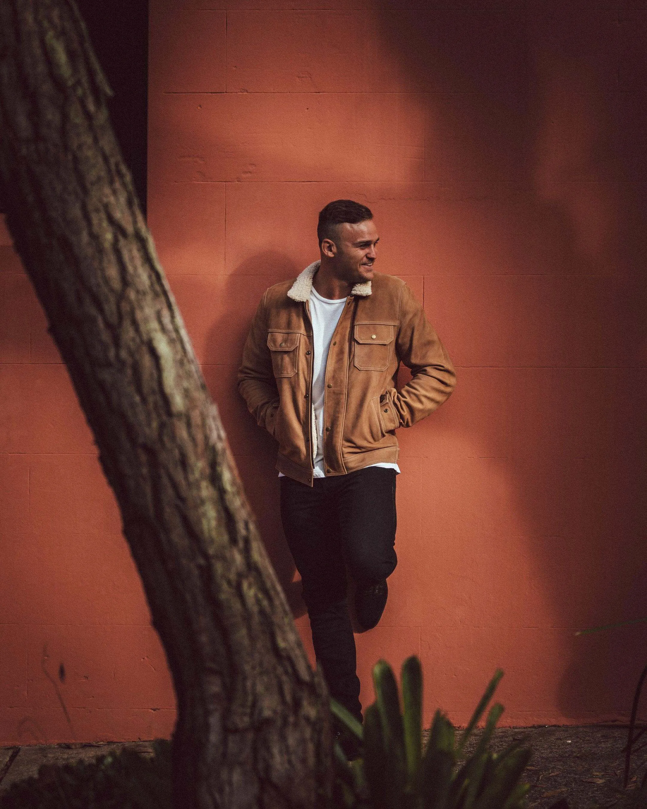 Byron Nubuck Leather Motorcycle Jacket (Armoured)