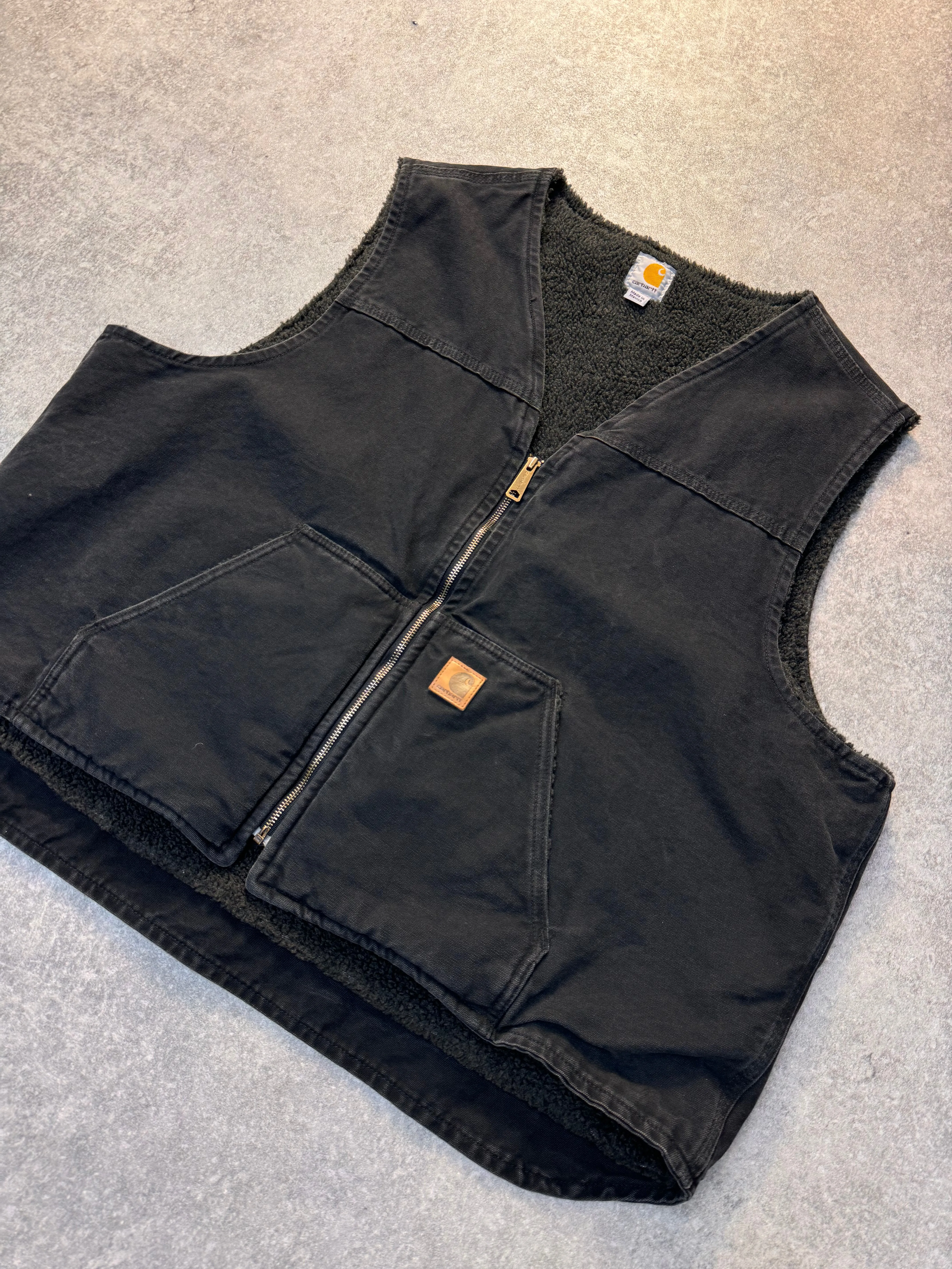 Carhartt Distressed Black Workwear Gilet