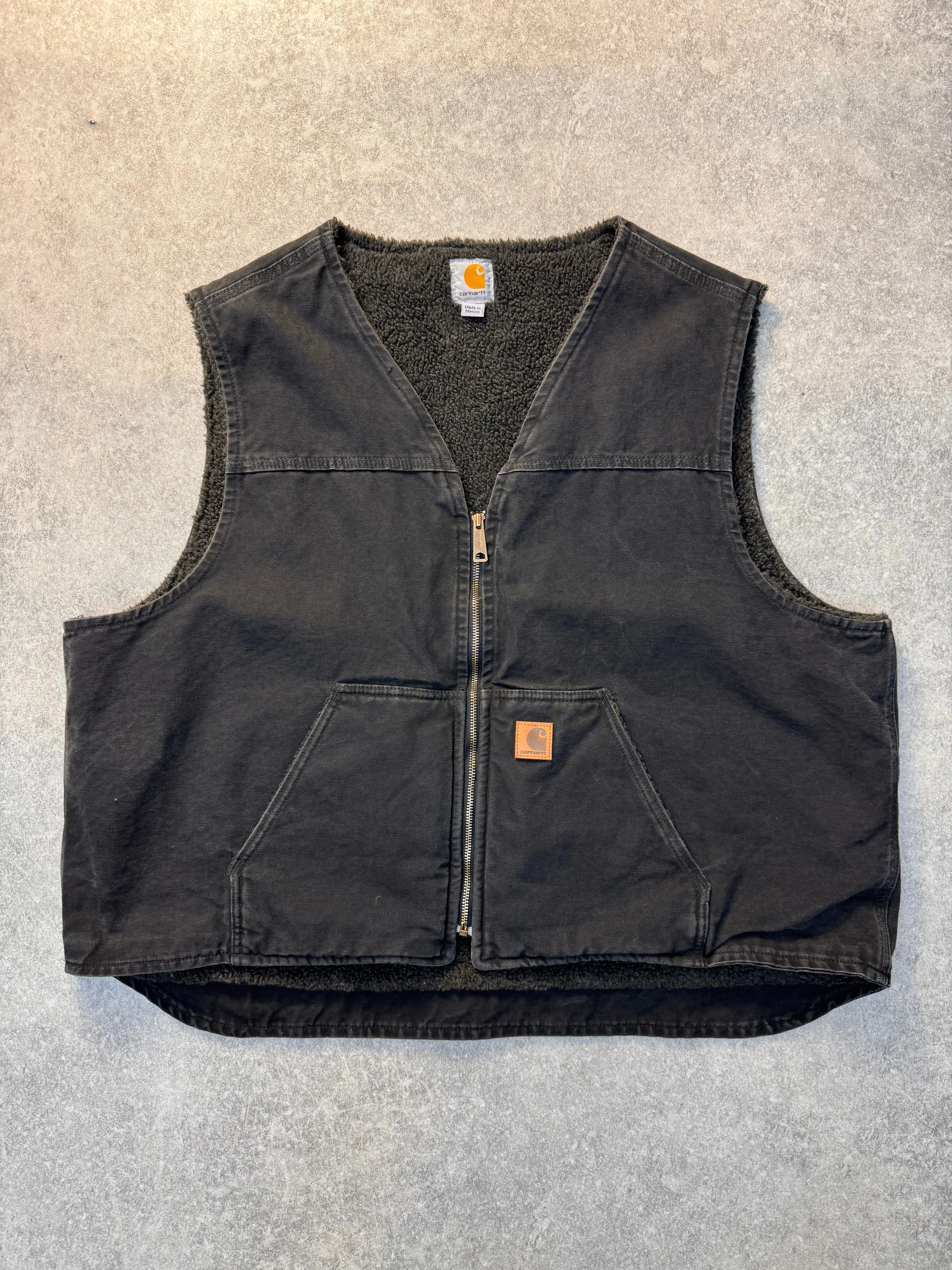 Carhartt Distressed Black Workwear Gilet