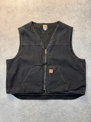 Carhartt Distressed Black Workwear Gilet