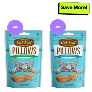 Catfest Pillows with Chicken and Salmon Cream Cat Treats Combo
