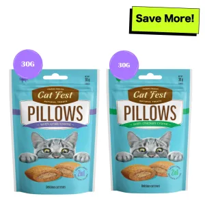 Catfest Pillows with Crab and Chicken Cream Cat Treats Combo