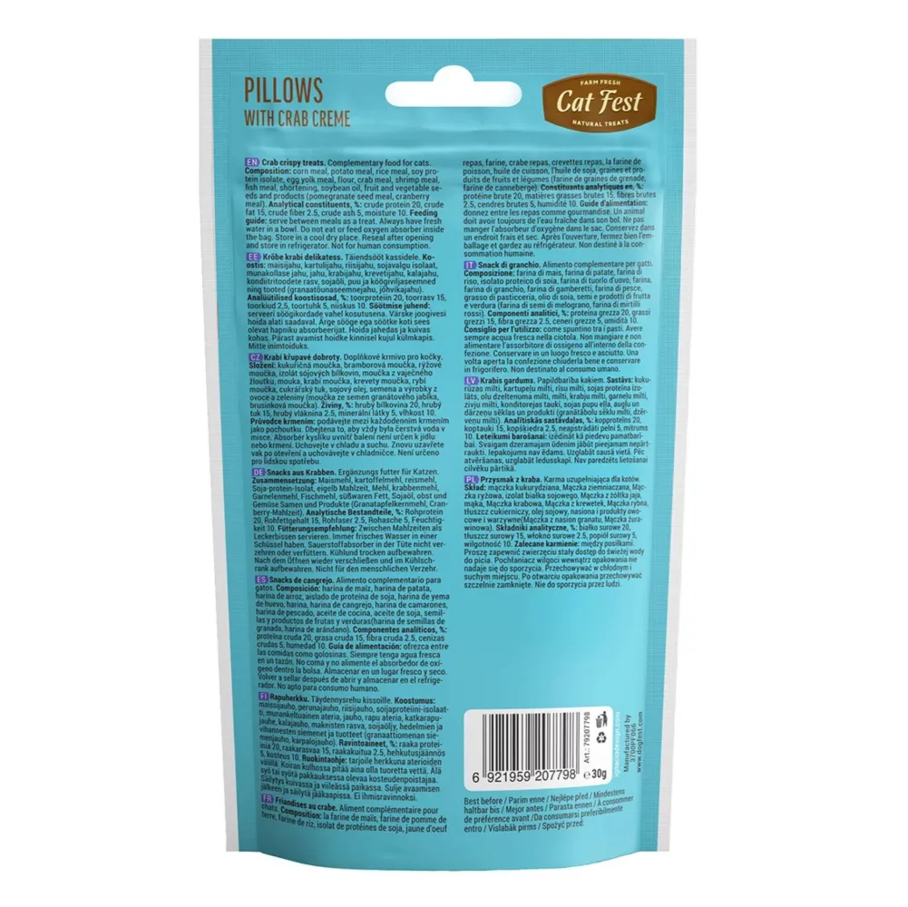 Catfest Pillows with Crab and Chicken Cream Cat Treats Combo