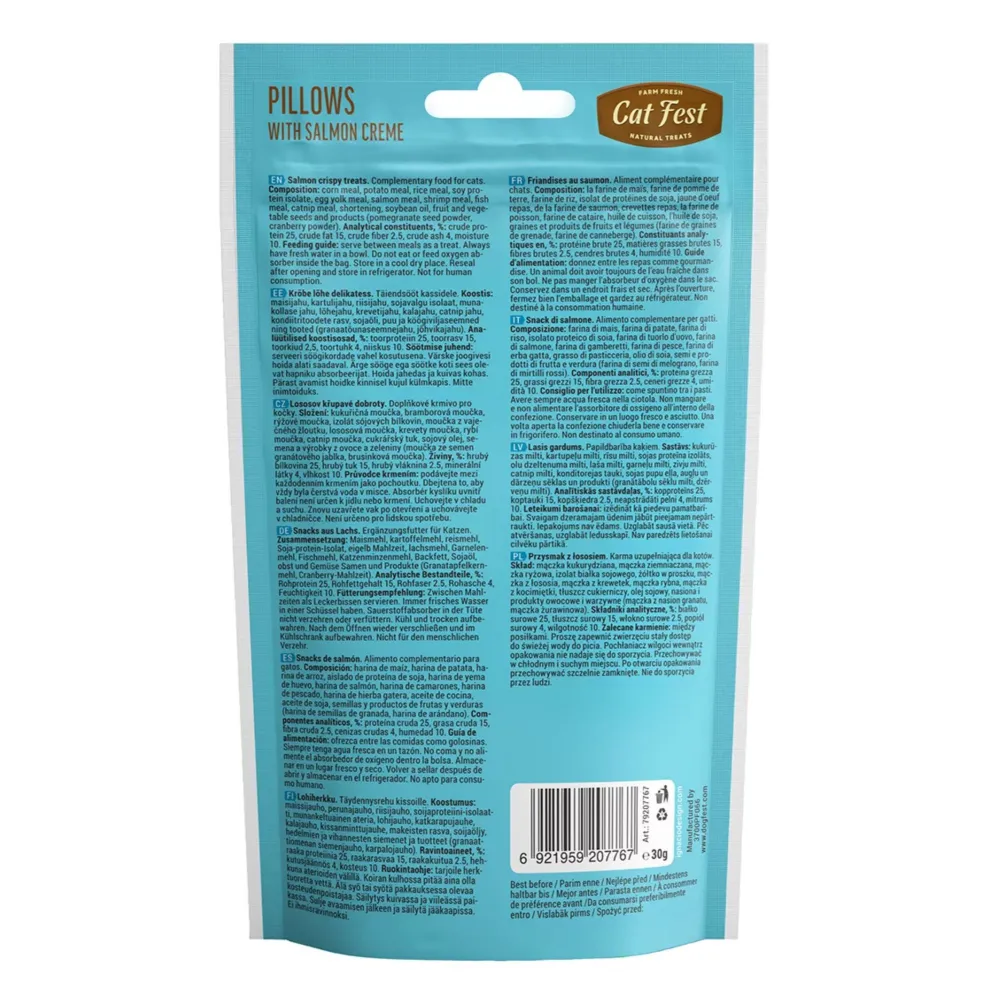 Catfest Pillows with Salmon and Crab Cream Cat Treats Combo