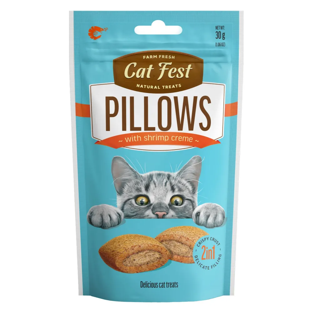 Catfest Pillows with Shrimp Cream Cat Treats