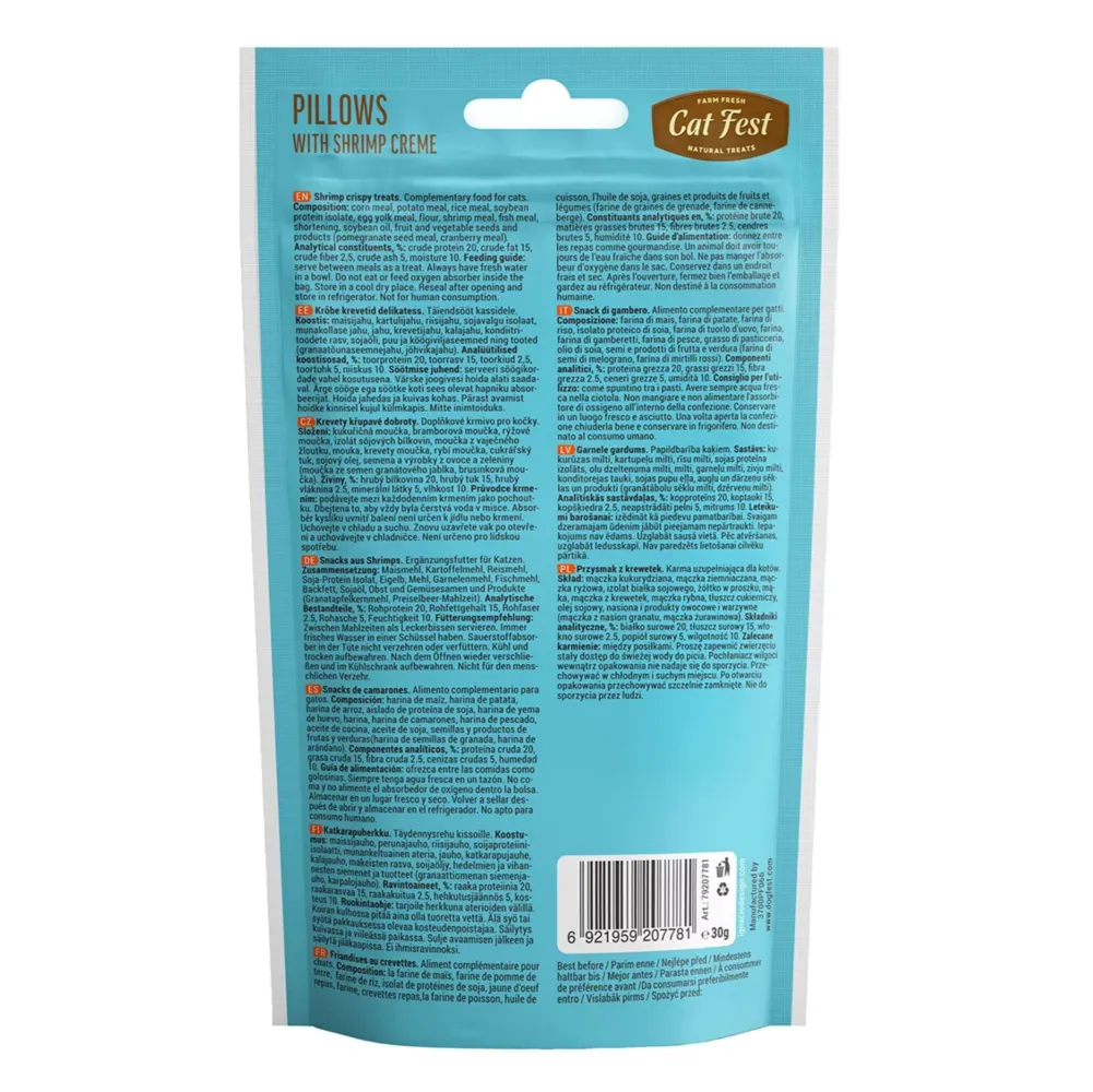 Catfest Pillows with Shrimp Cream Cat Treats