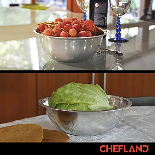 ChefLand Set of 6 Standard Weight Mixing Bowls, Stainless Steel, Mirror Finish, 0.75, 1.5, 3, 4, 5, and 8 Qt. (Mixing Bowl Set Of 6)