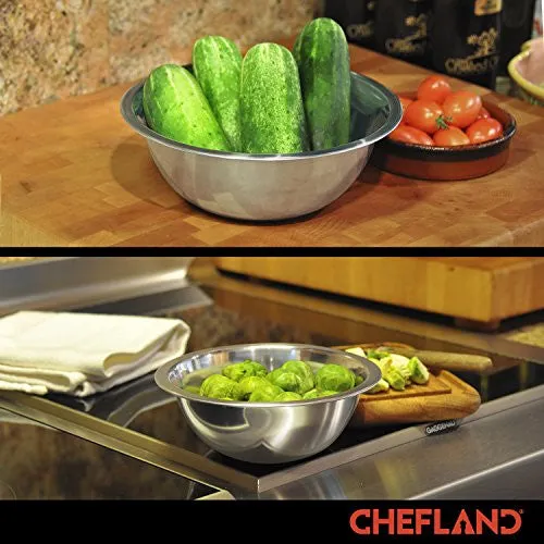 ChefLand Set of 6 Standard Weight Mixing Bowls, Stainless Steel, Mirror Finish, 0.75, 1.5, 3, 4, 5, and 8 Qt. (Mixing Bowl Set Of 6)