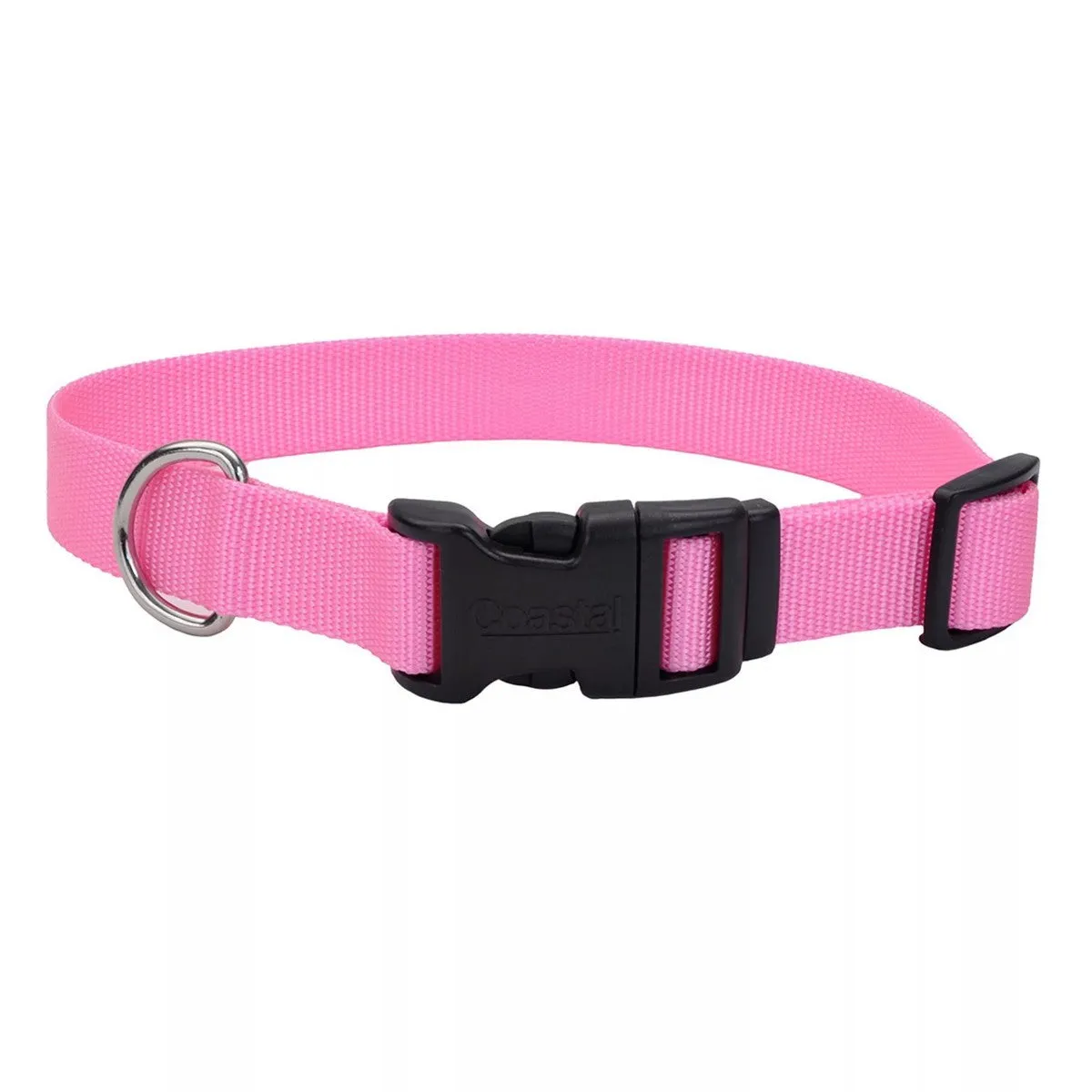 Coastal Adjustable Dog Collar with Plastic Buckle 1"x14"-20" Pink Bright
