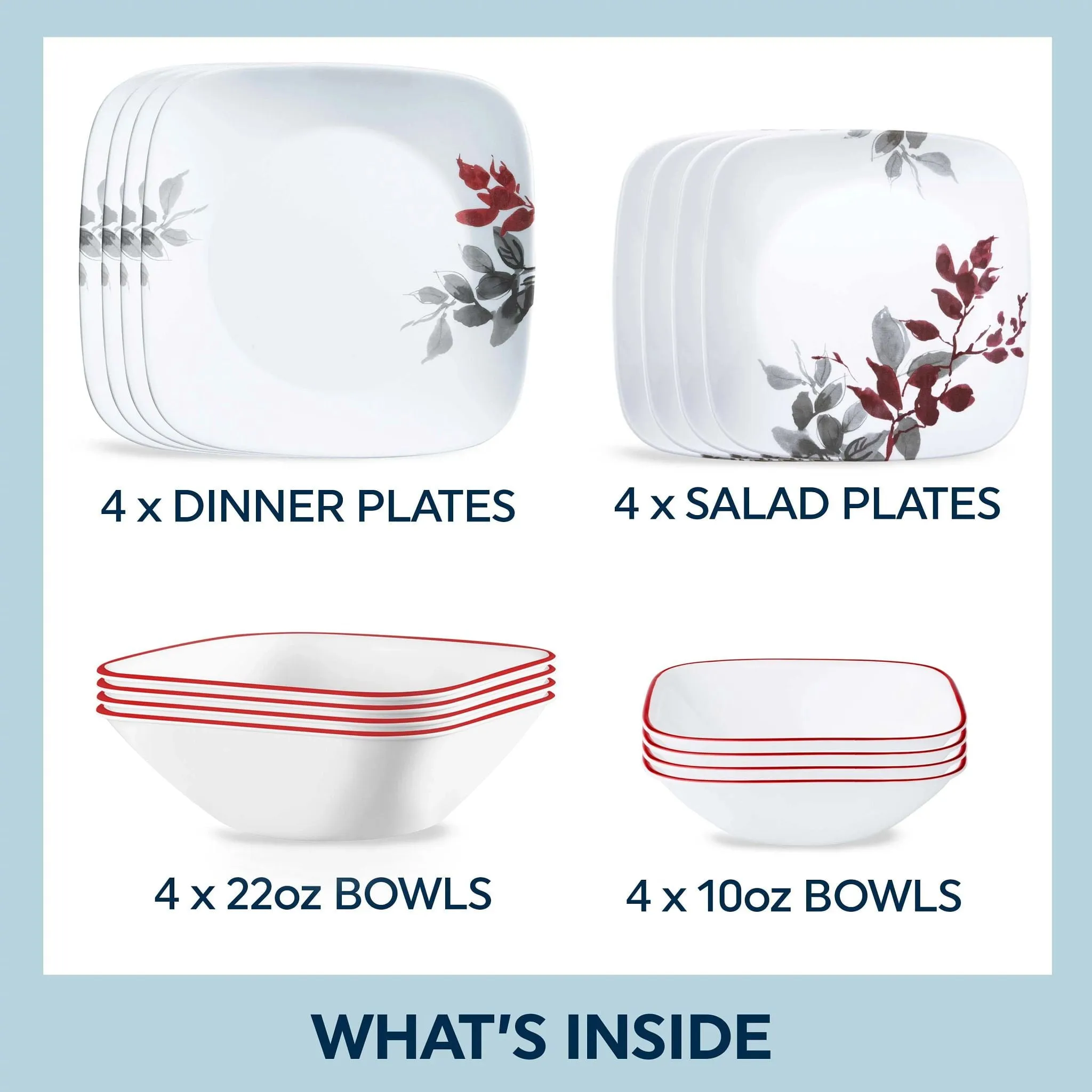 Corelle Kyoto Leaves 16-piece Dinnerware Set, Service for 4