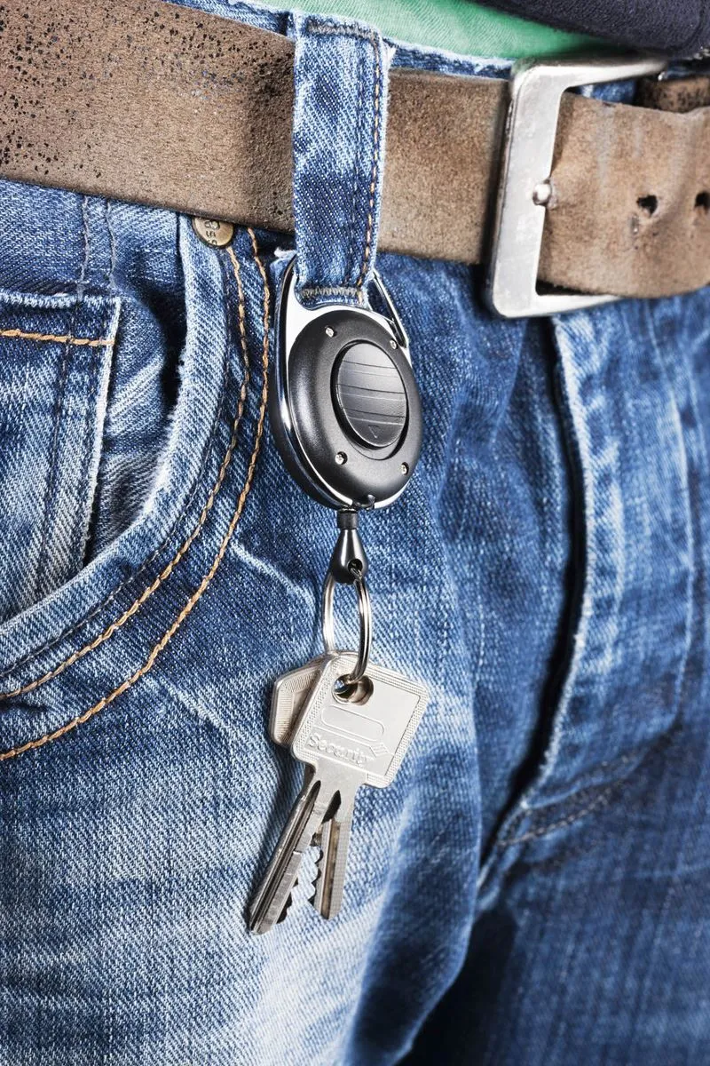 Durable LED Secure Retractable Clip Badge Reel for ID and Keys | Black