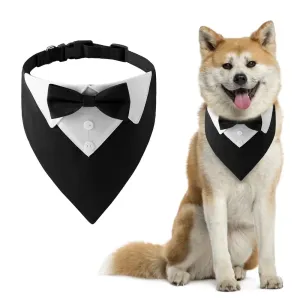 Elegant Adjustable Dog Tuxedo Collar with Bow Tie for Special Occasions