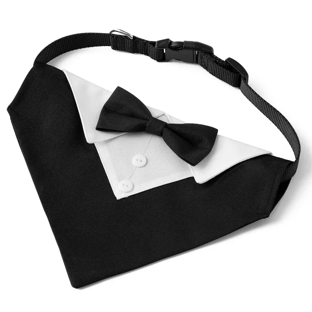 Elegant Adjustable Dog Tuxedo Collar with Bow Tie for Special Occasions