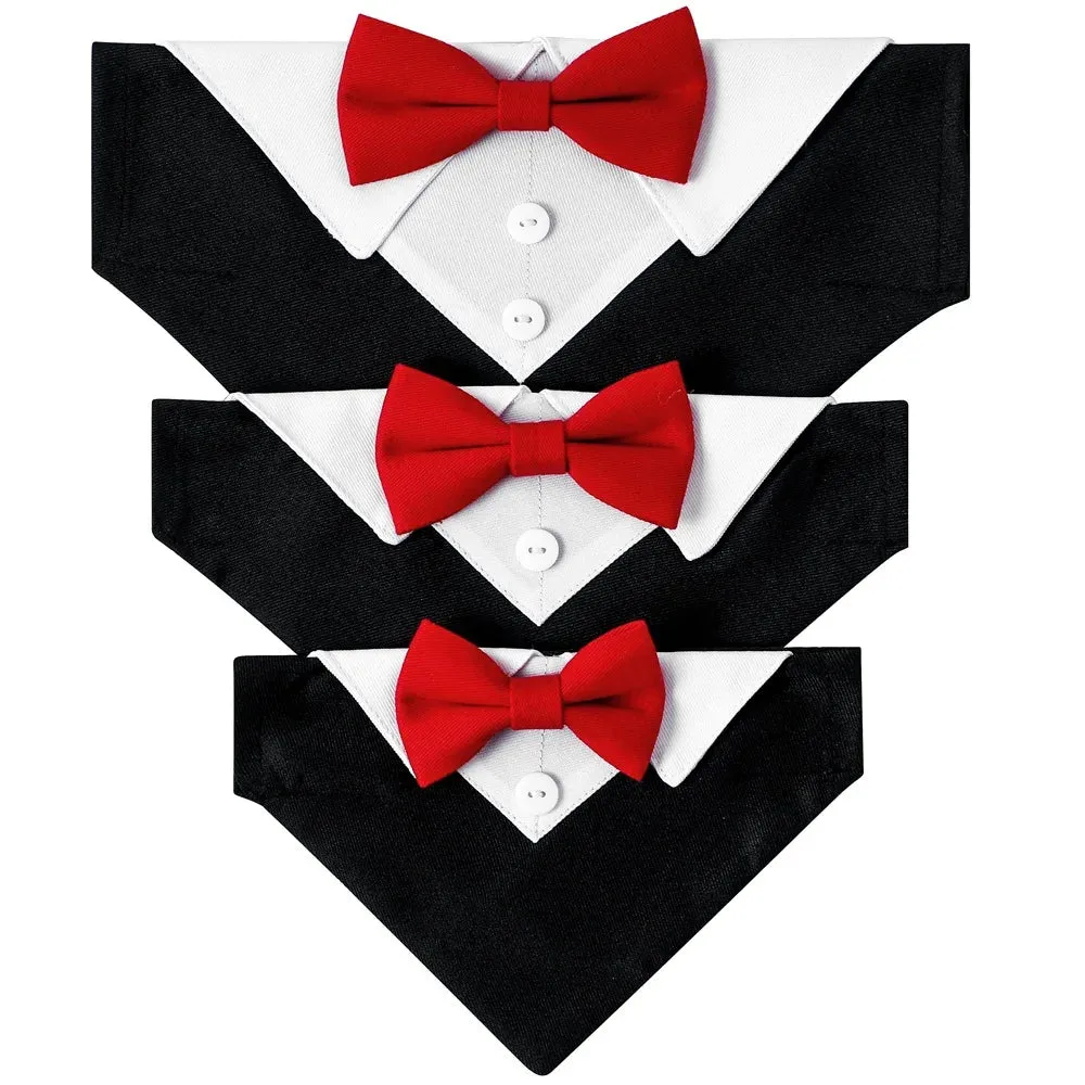 Elegant Adjustable Dog Tuxedo Collar with Bow Tie for Special Occasions