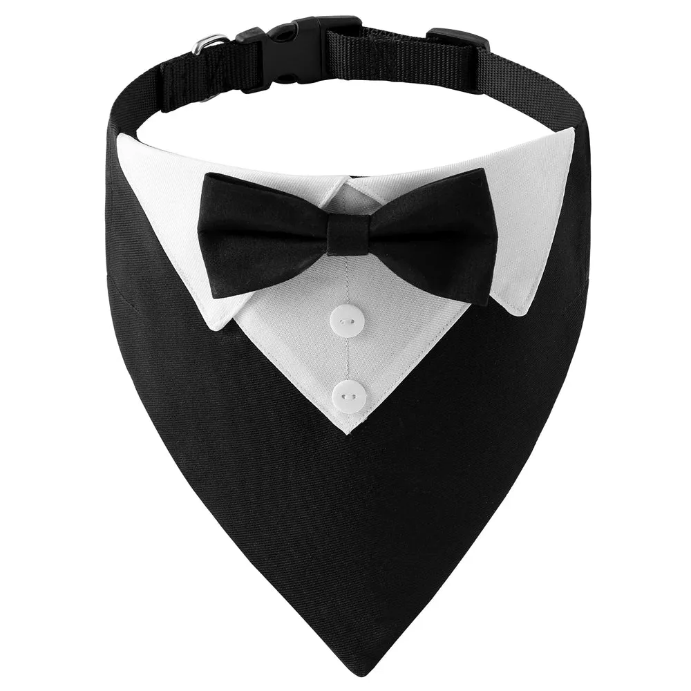 Elegant Adjustable Dog Tuxedo Collar with Bow Tie for Special Occasions