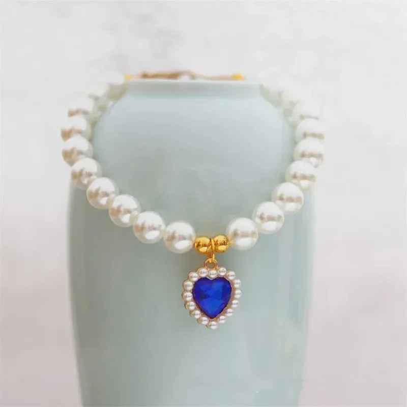 Elegant Adjustable Pearl Pet Necklace for Cats and Dogs