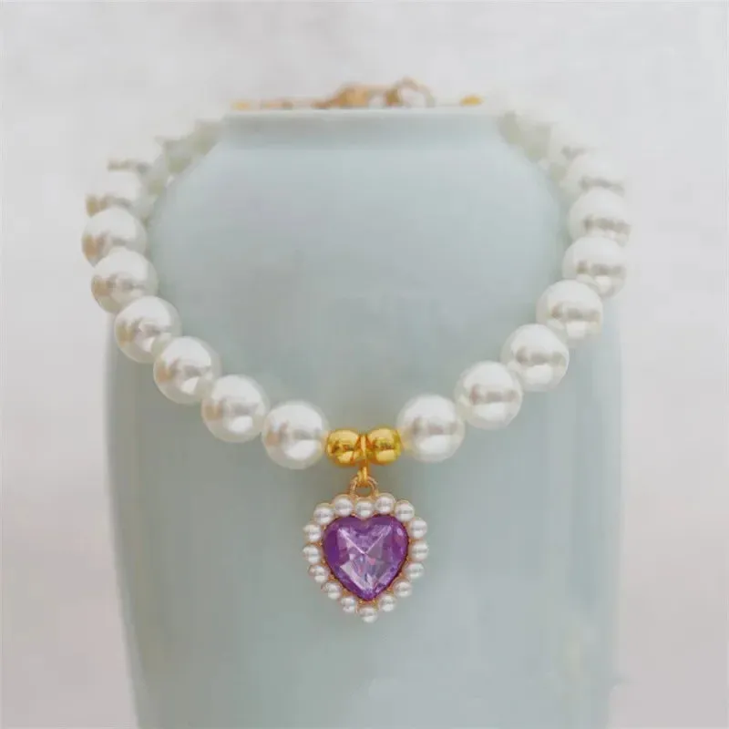 Elegant Adjustable Pearl Pet Necklace for Cats and Dogs