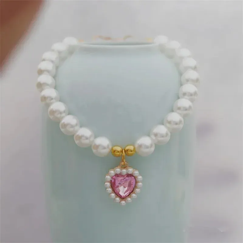 Elegant Adjustable Pearl Pet Necklace for Cats and Dogs