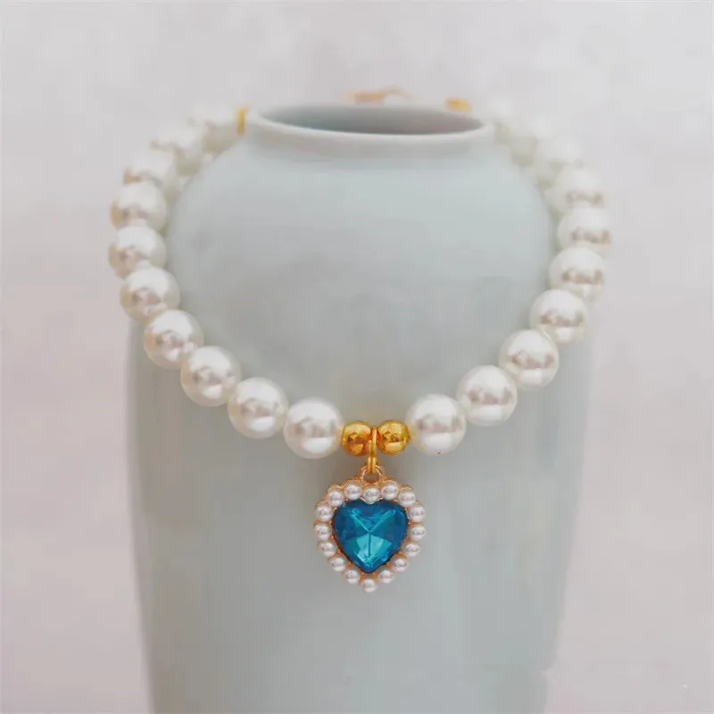 Elegant Adjustable Pearl Pet Necklace for Cats and Dogs