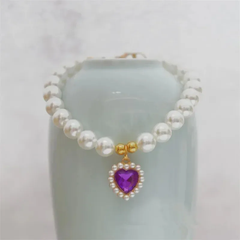 Elegant Adjustable Pearl Pet Necklace for Cats and Dogs