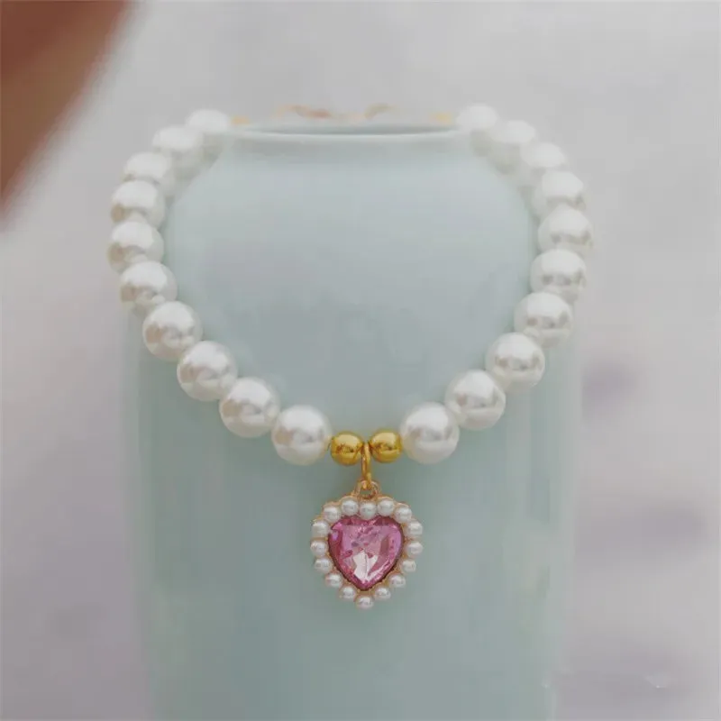 Elegant Adjustable Pearl Pet Necklace for Cats and Dogs