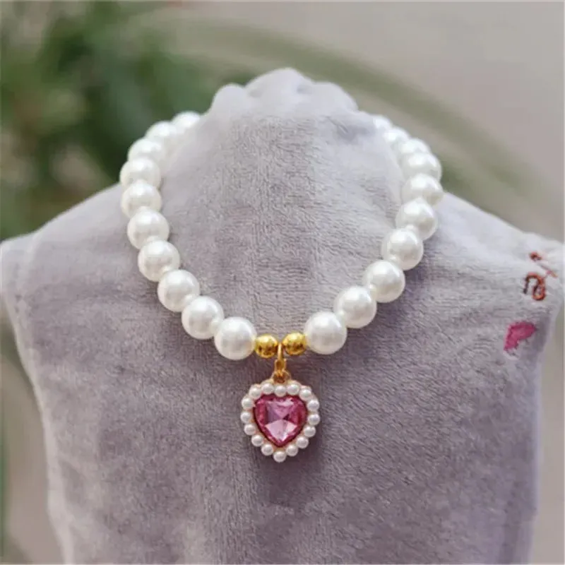 Elegant Adjustable Pearl Pet Necklace for Cats and Dogs