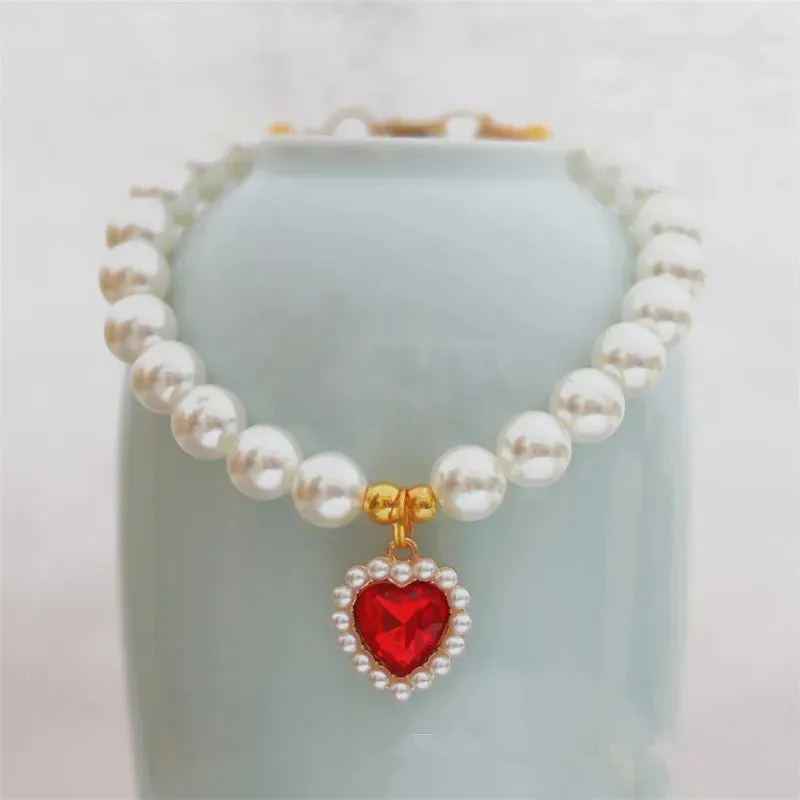 Elegant Adjustable Pearl Pet Necklace for Cats and Dogs