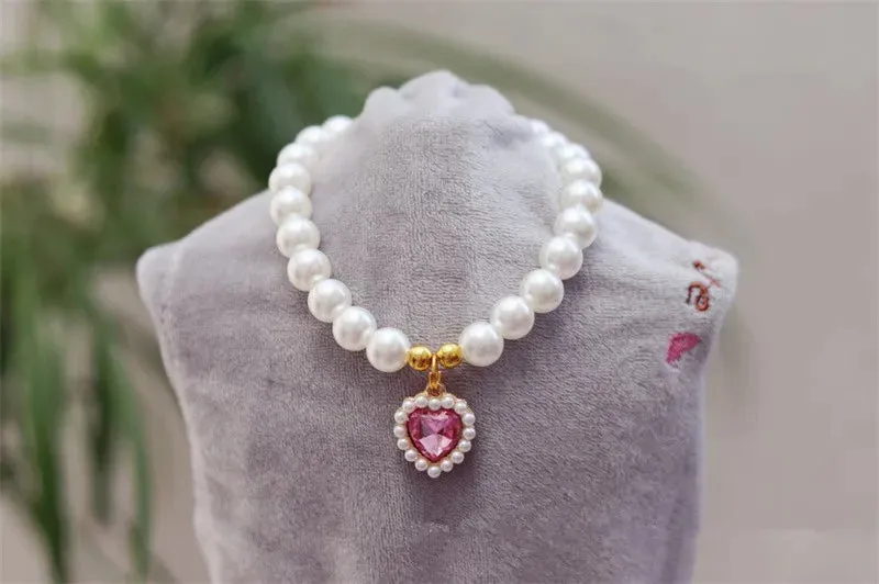Elegant Adjustable Pearl Pet Necklace for Cats and Dogs
