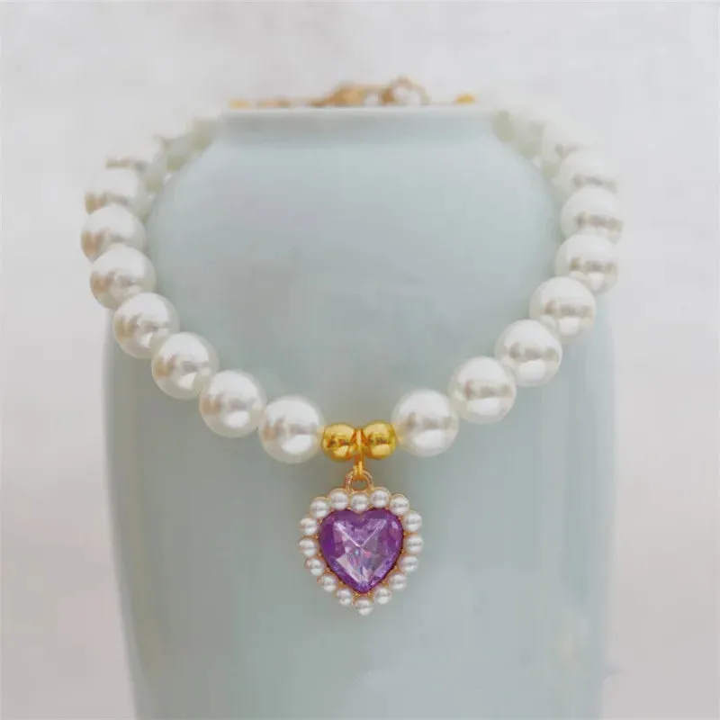 Elegant Adjustable Pearl Pet Necklace for Cats and Dogs