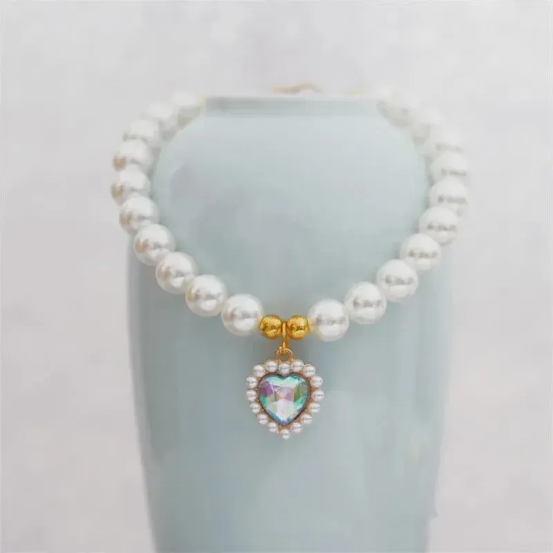Elegant Adjustable Pearl Pet Necklace for Cats and Dogs